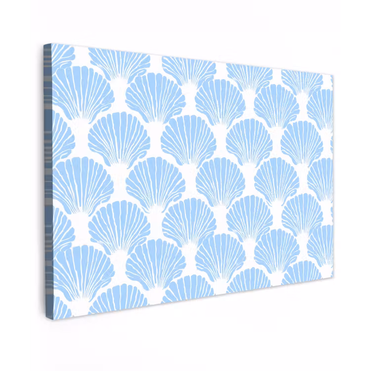 Canvas schilderij - Blauw - Wit - Schelpen - Grafisch - Structuur — 1