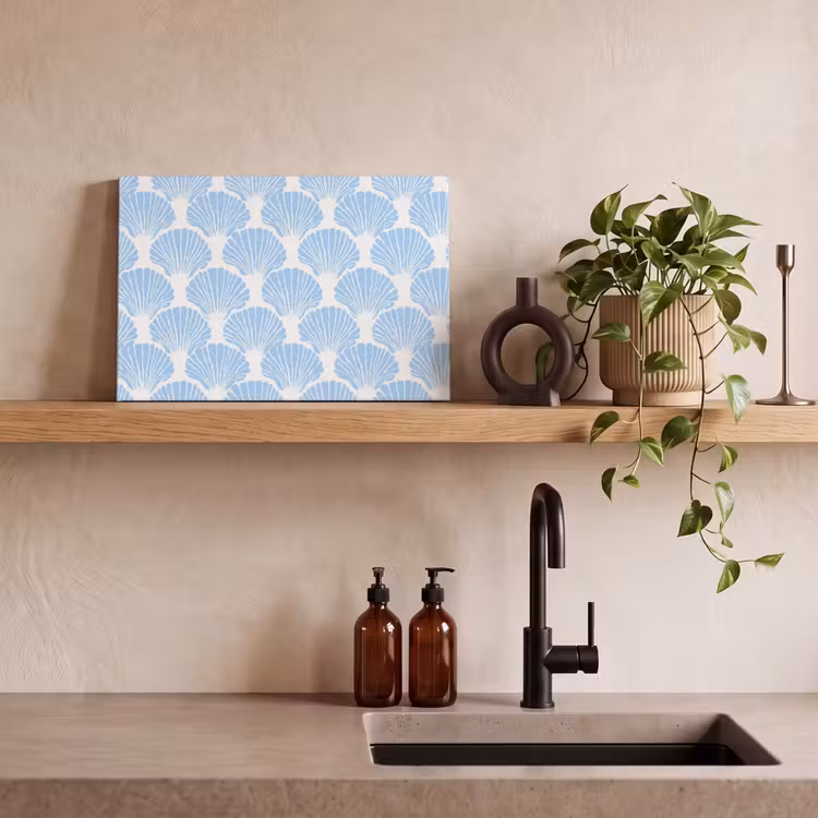 Canvas schilderij - Blauw - Wit - Schelpen - Grafisch - Structuur — 3