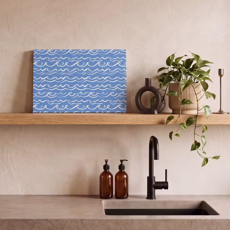 Canvas schilderij - Blauw - Wit - Simpel - Getekend - Golven — 3