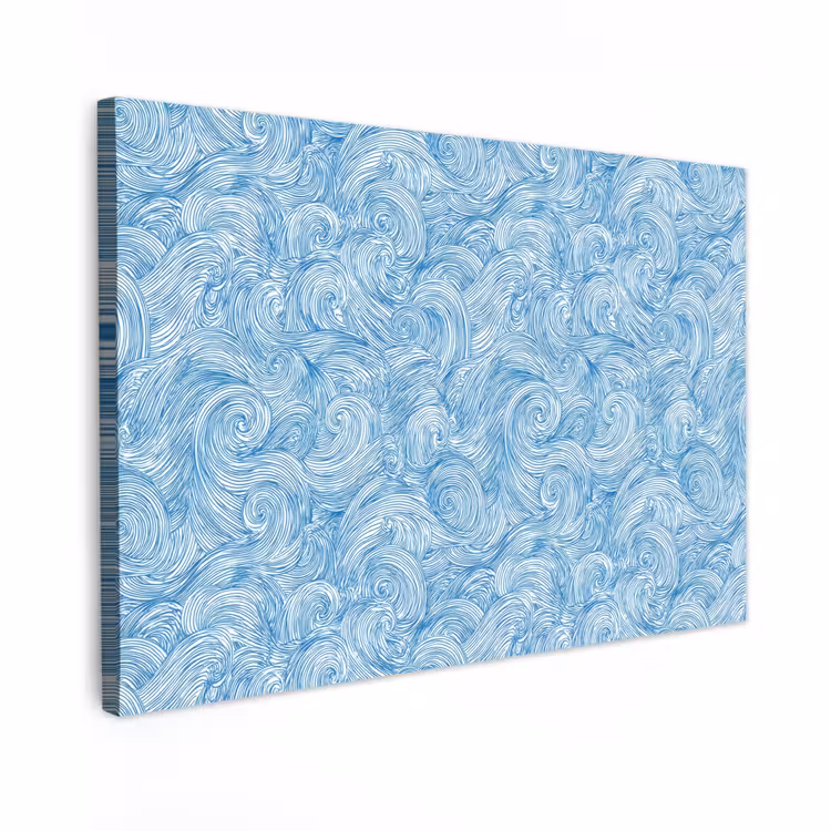 Canvas schilderij - Blauw - Wit - Spiraal - Golven - Lijnen — 1