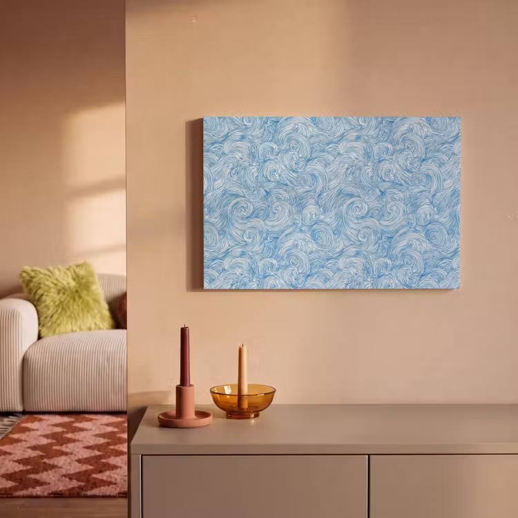 Canvas schilderij - Blauw - Wit - Spiraal - Golven - Lijnen — 2