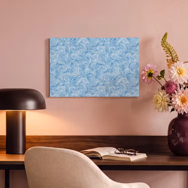 Canvas schilderij - Blauw - Wit - Spiraal - Golven - Lijnen — 4