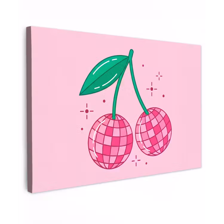 Canvas schilderij - Decoratie - Disco-bal - Feest - Roze — 1