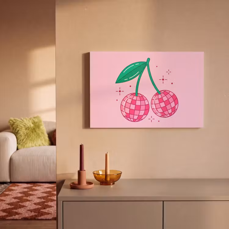 Canvas schilderij - Decoratie - Disco-bal - Feest - Roze — 2