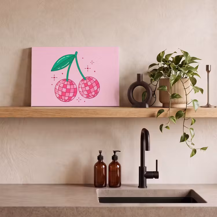 Canvas schilderij - Decoratie - Disco-bal - Feest - Roze — 3