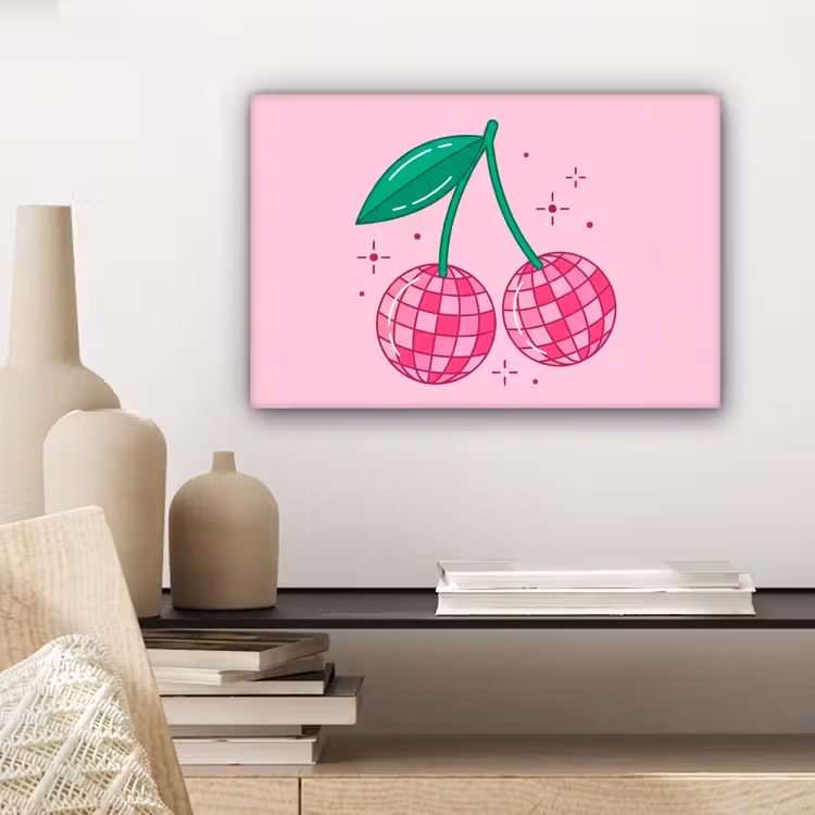 Canvas schilderij - Decoratie - Disco-bal - Feest - Roze — 5