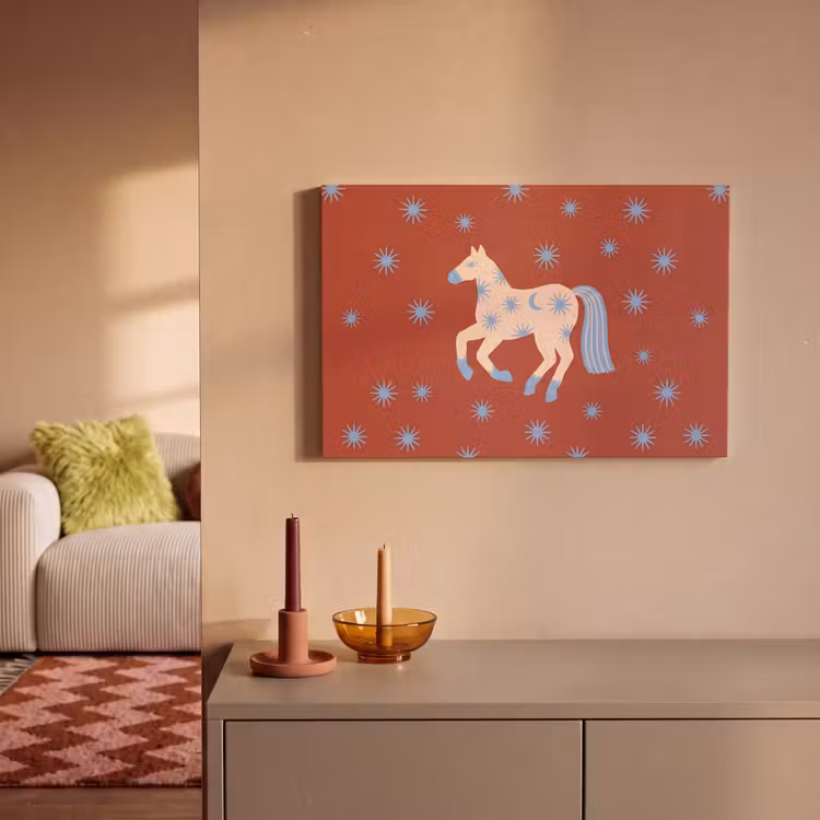Canvas schilderij - Dieren - Sterren - Maan - Abstract - Rood — 1