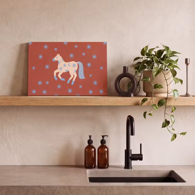 Canvas schilderij - Dieren - Sterren - Maan - Abstract - Rood — 2