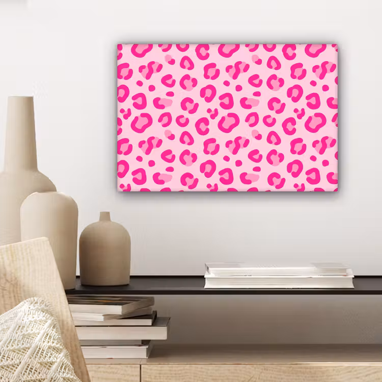 Canvas schilderij - Dierenprint - Patroon - Abstract - Modern - Roze — 5
