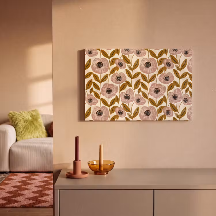 Canvas schilderij - Dustyroze - Bloemen - Grafisch - Patroon — 1