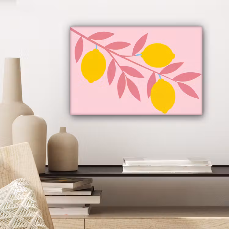 Canvas schilderij - Fruit - Tak - Natuur - Abstract - Roze — 5