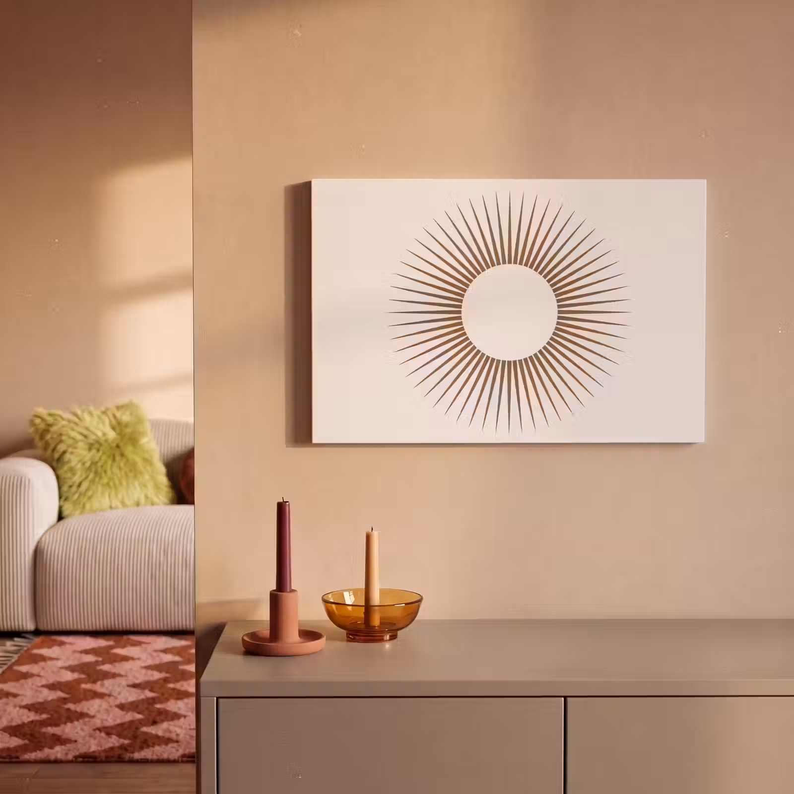 Canvas schilderij - Abstract - Zon - Symbool - Modern - Beige — 1