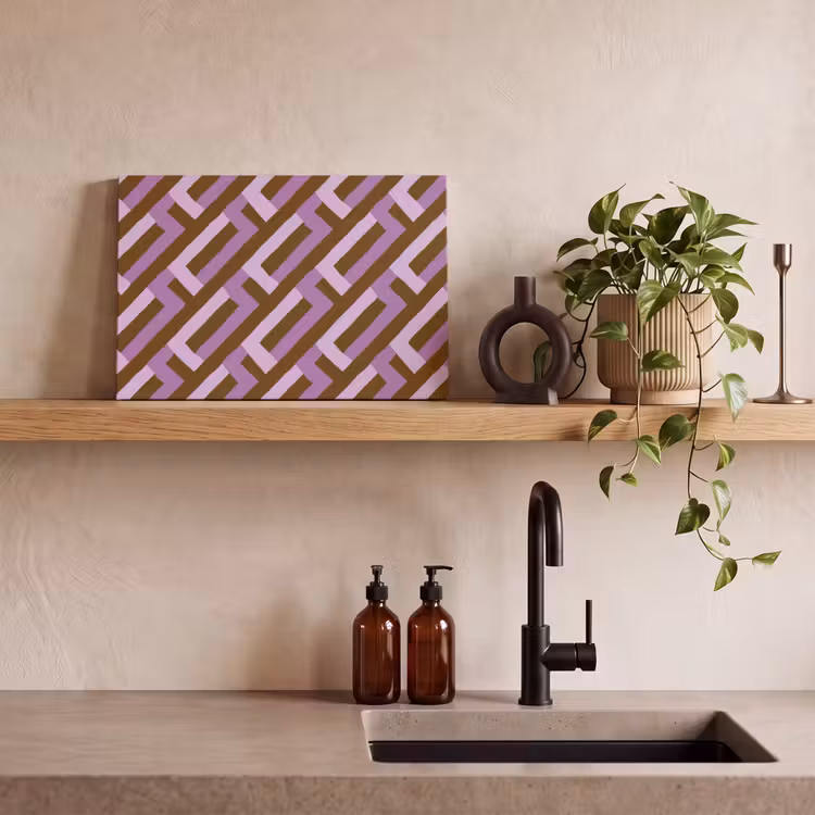 Canvas schilderij - Bruin - Roze - Geometrisch - Meander - Patroon — 2