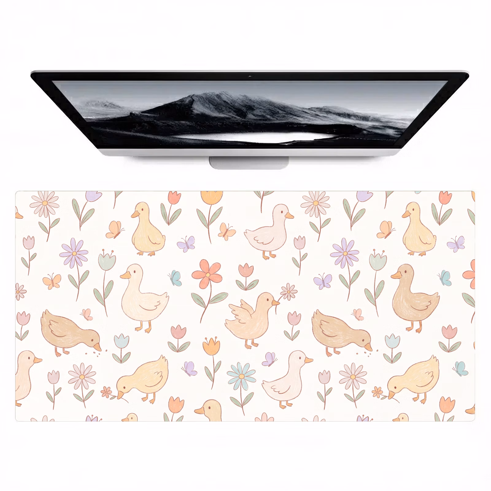 Bureau onderlegger - Vogel - Bloemen - Patroon - Pastel - Dieren — 1