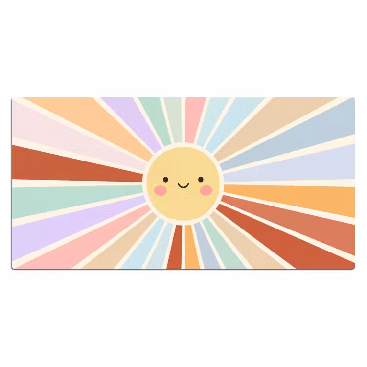 Bureau onderlegger - Zon - Stralen - Vrolijk - Kleurrijk - Abstract — 2