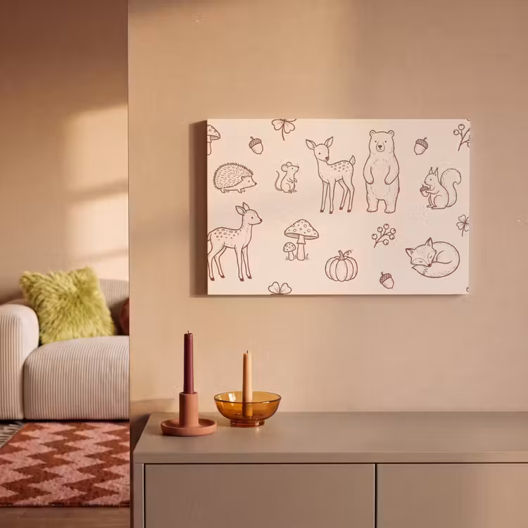 Canvas schilderij - Dieren - Bos - Natuur - Schets - Patroon — 1