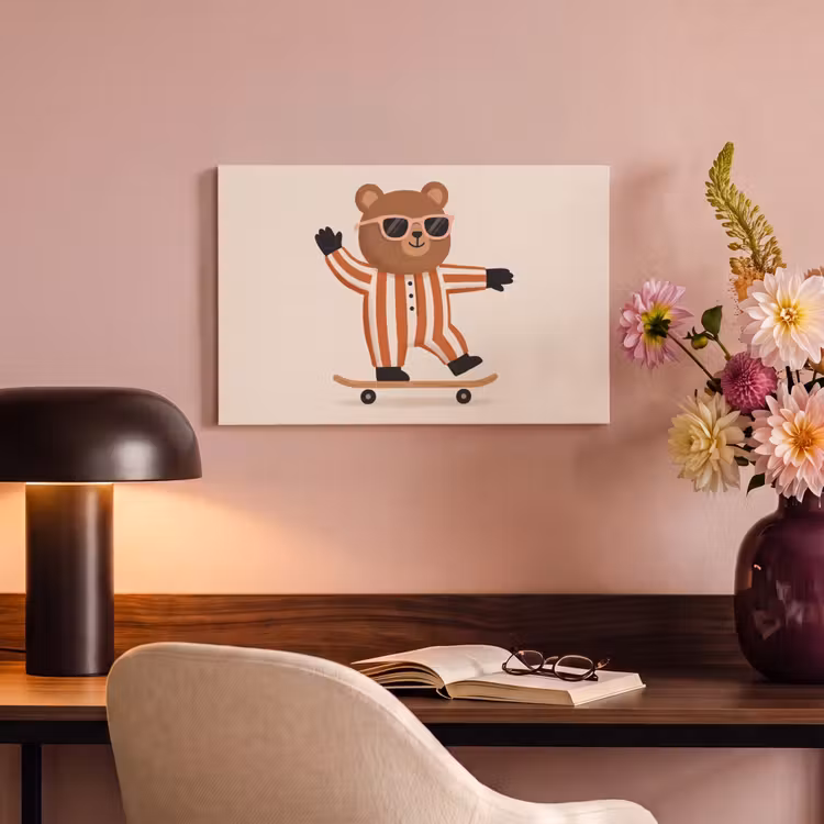 Canvas schilderij - Dieren - Skateboard - Spel - Cartoon - Roze — 3