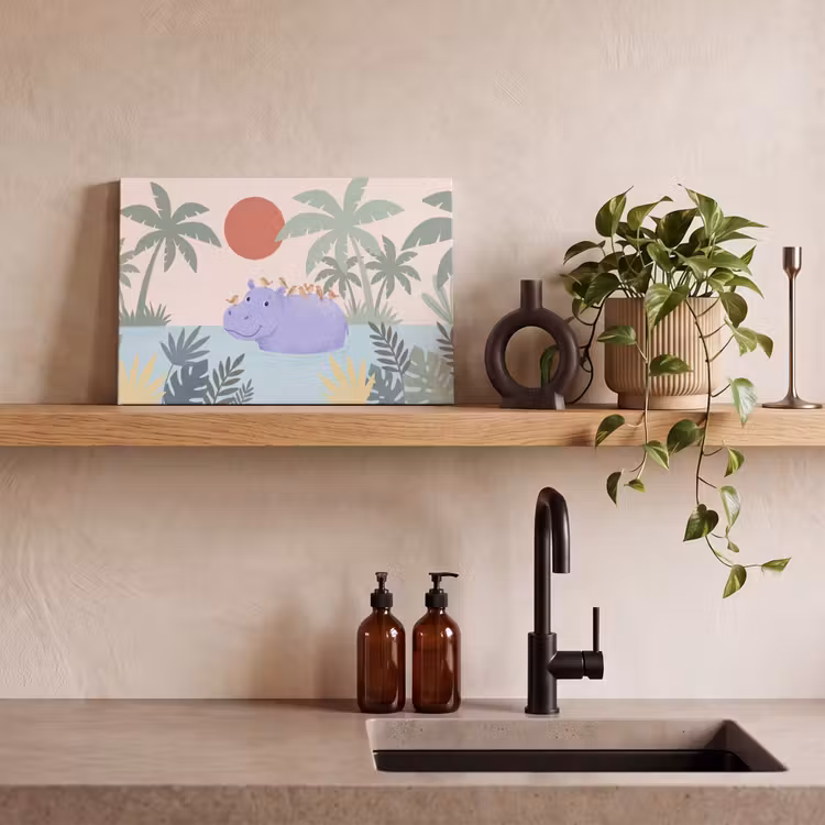 Canvas schilderij - Dieren - Vogel - Water - Natuur - Illustratie — 2