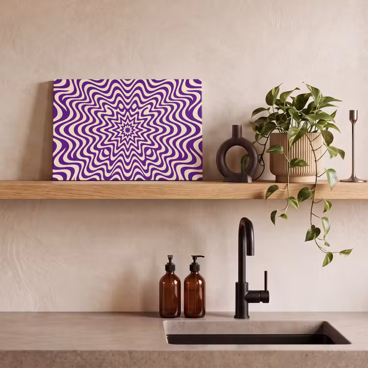 Canvas schilderij - Abstract - Golven - Optisch - Modern - Paars — 2