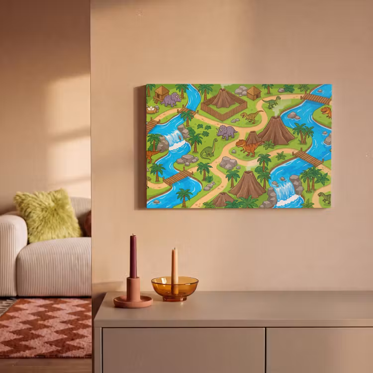 Canvas schilderij - Dinosaurus - Landschap - Cartoon — 1