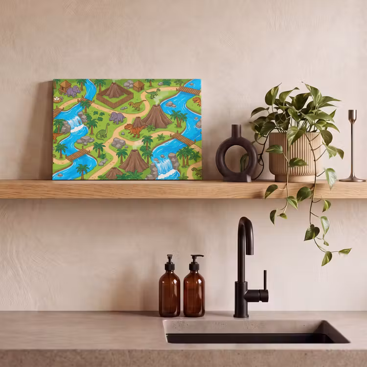 Canvas schilderij - Dinosaurus - Landschap - Cartoon — 2