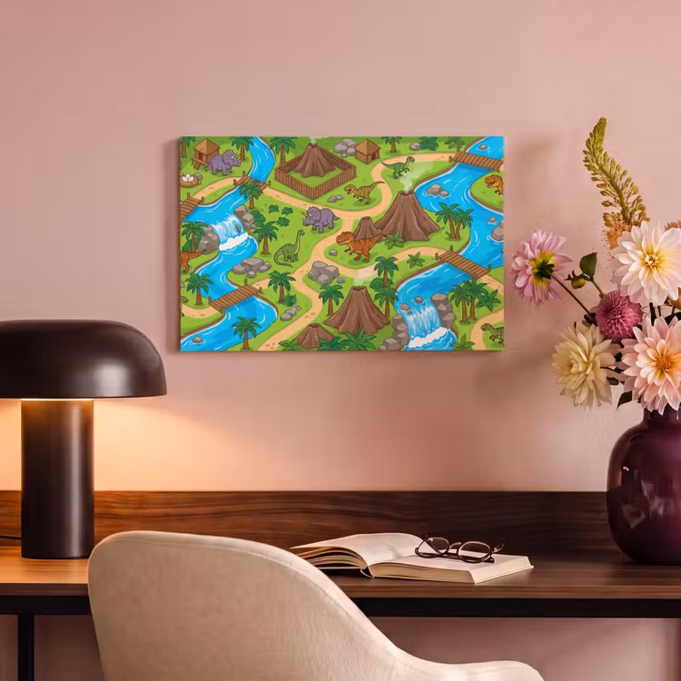 Canvas schilderij - Dinosaurus - Landschap - Cartoon — 3