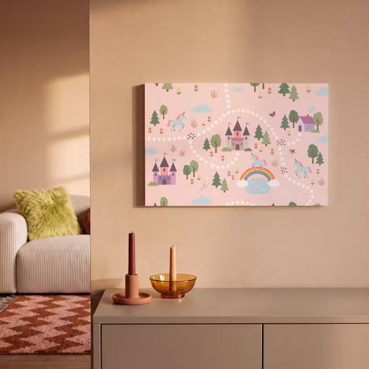 Canvas schilderij - Eenhoorn - Kasteel - Fantasy — 1