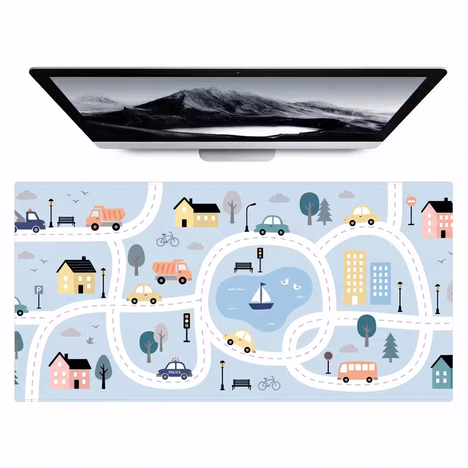 Bureau onderlegger - Stad - Wegen - Auto's — 1