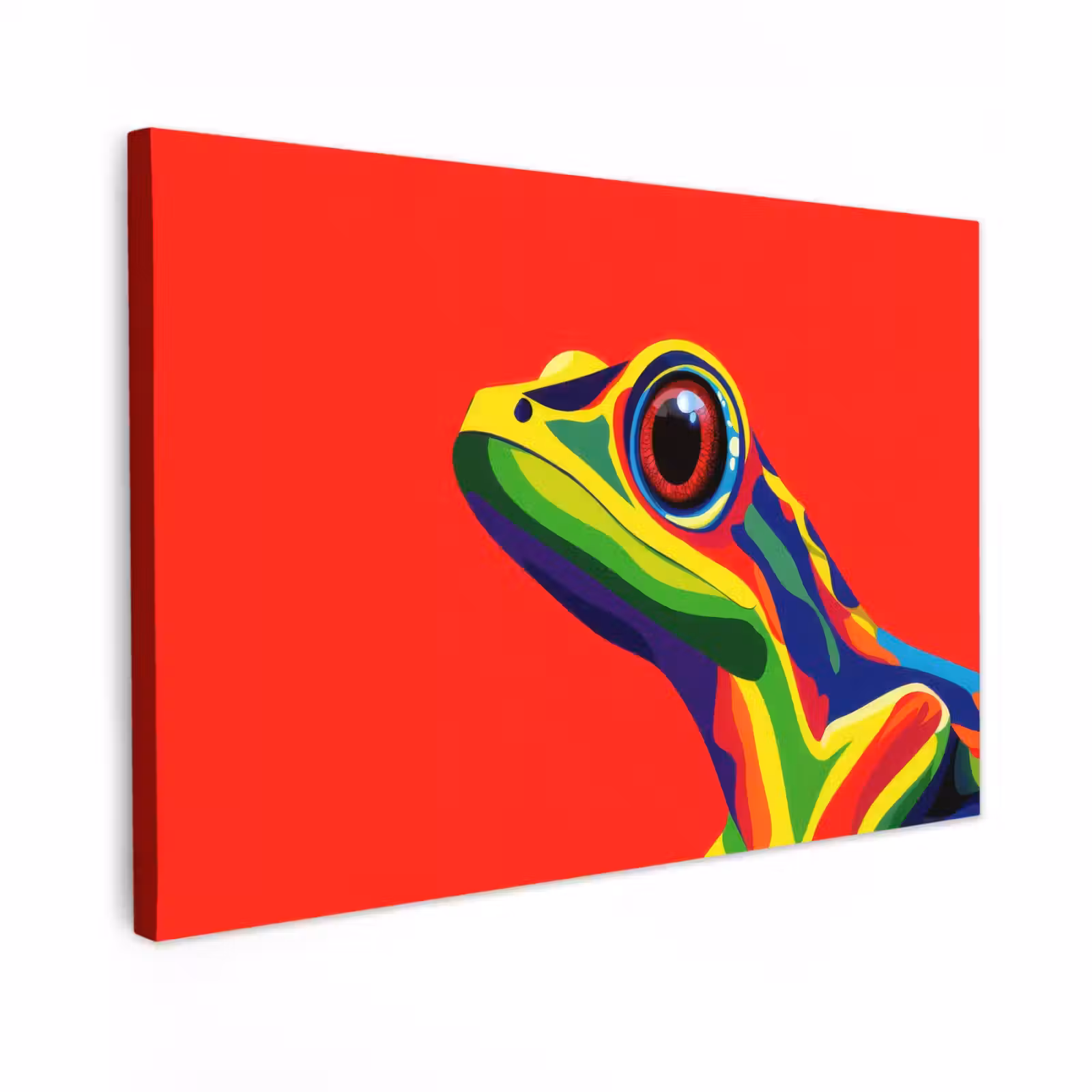 Canvas schilderij - Kikker - Kleurrijk - Strepen - Ogen — 1