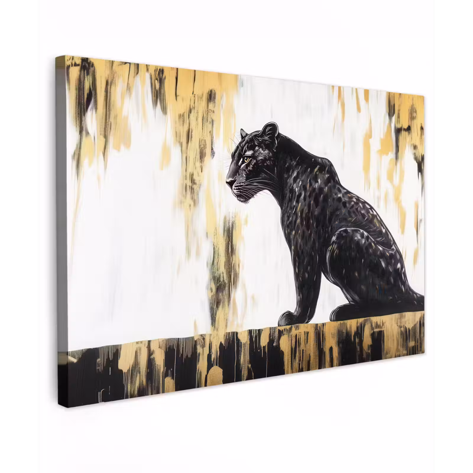 Canvas schilderij - Panter - Zwart - Abstract - Goud — 1