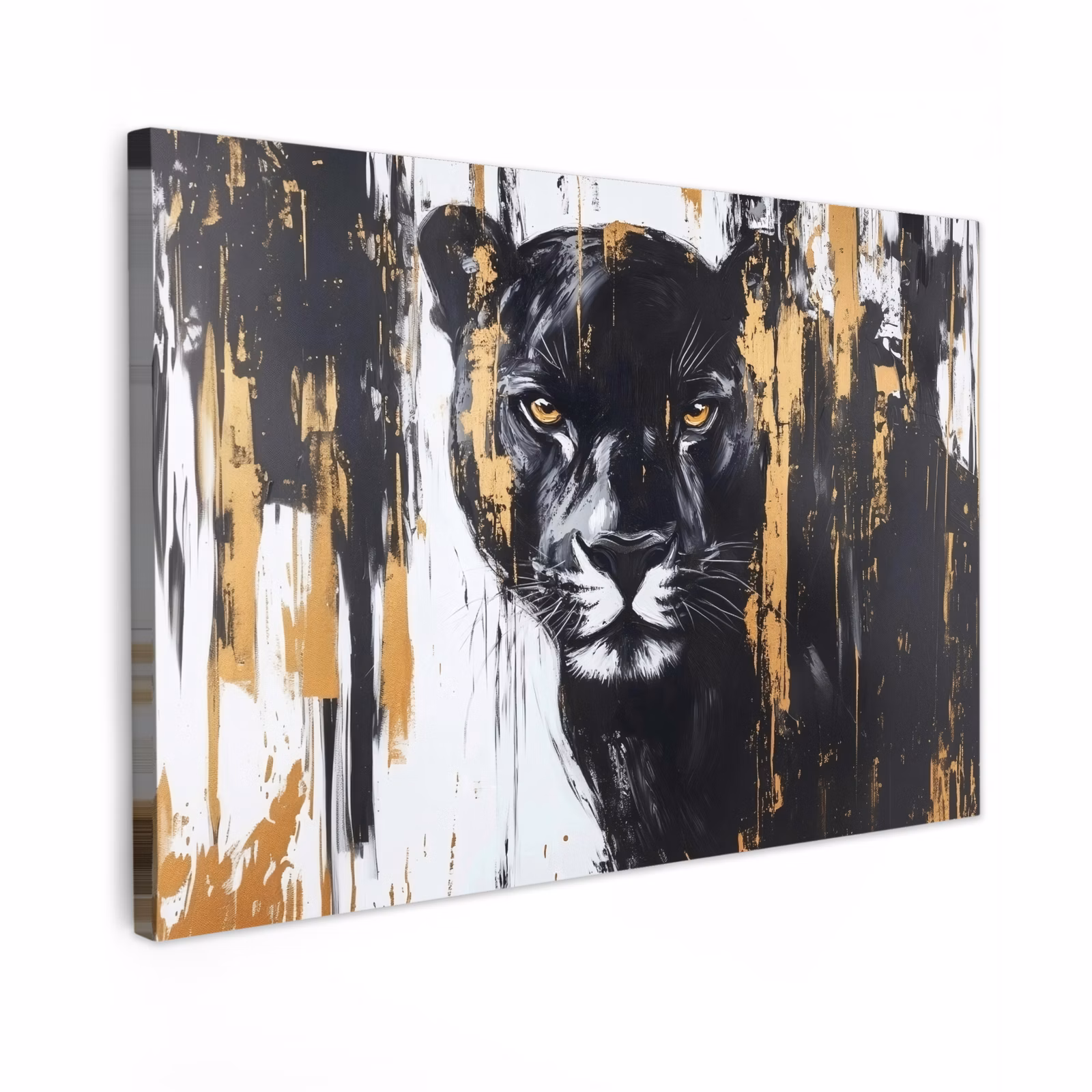 Canvas schilderij - Panter - Zwart - Abstract - Verfstreken — 1