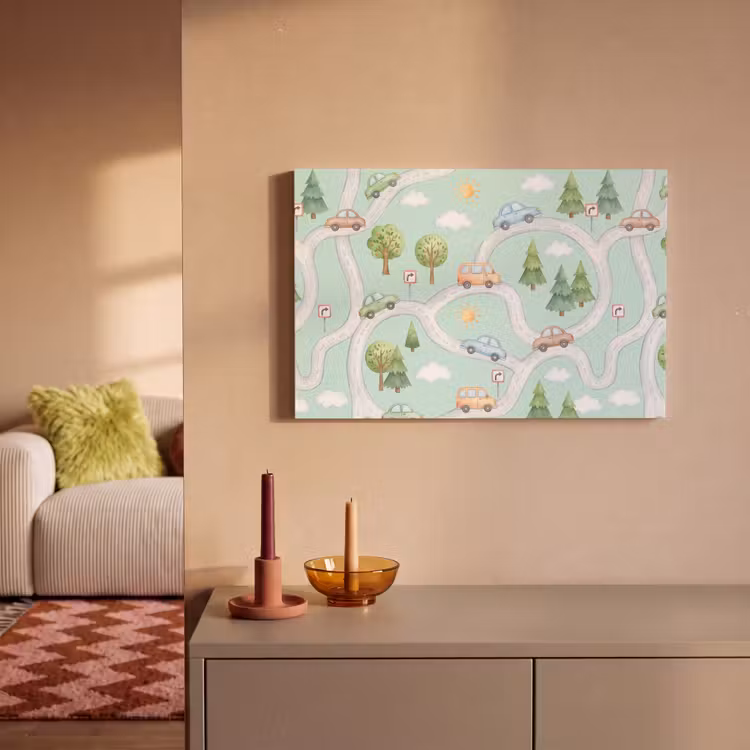 Canvas schilderij - Auto - Weg - Patroon — 1