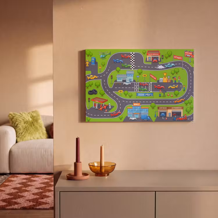 Canvas schilderij - Circuit - Auto - Cartoon — 1
