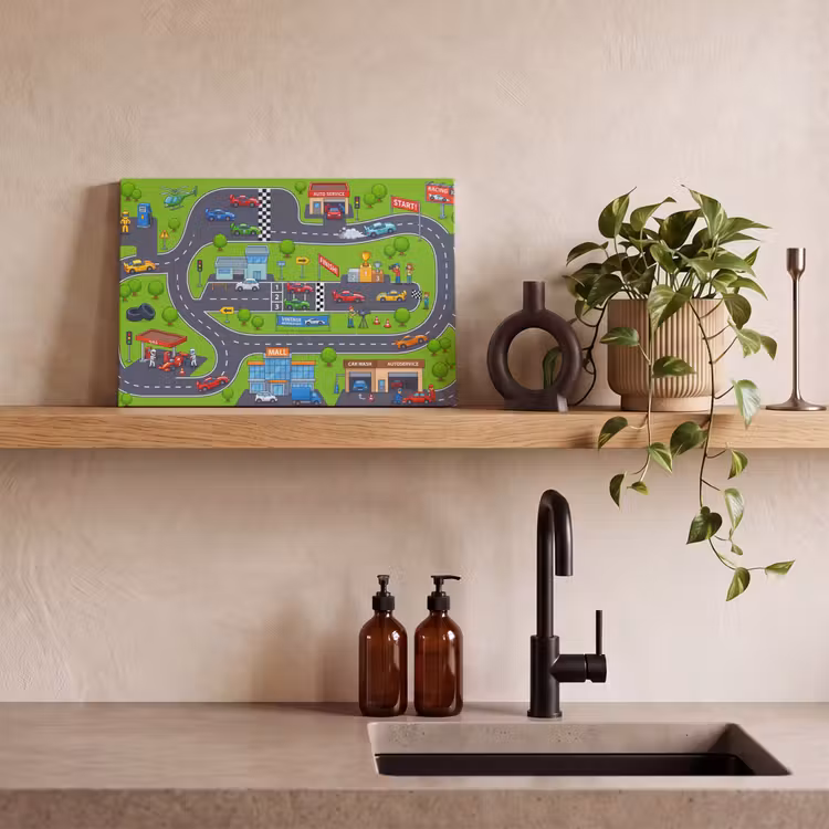 Canvas schilderij - Circuit - Auto - Cartoon — 2