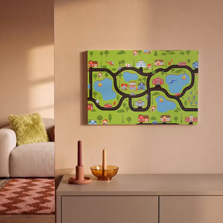 Canvas schilderij - Dorp - Wegen - Cartoon — 1