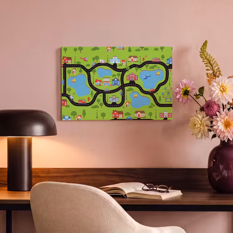 Canvas schilderij - Dorp - Wegen - Cartoon — 3