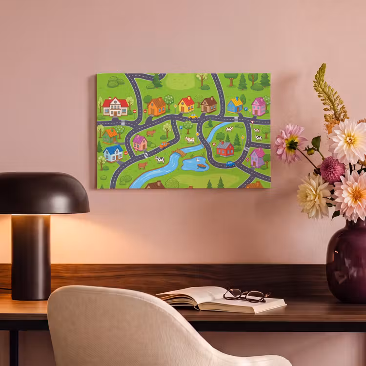 Canvas schilderij - Dorp - Wegen - Huizen — 3