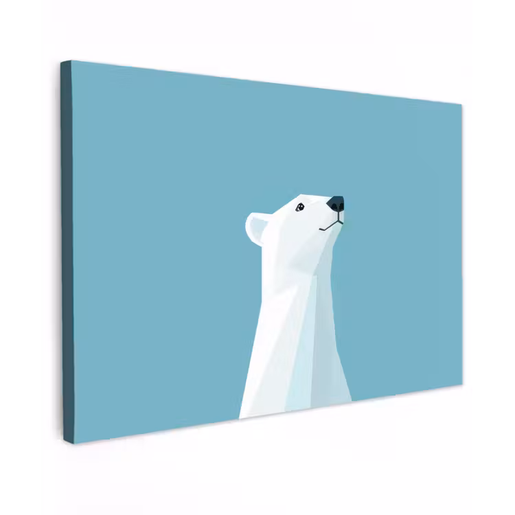 Canvas schilderij - Ijsbeer - Lichtblauw - Minimalistisch — 1