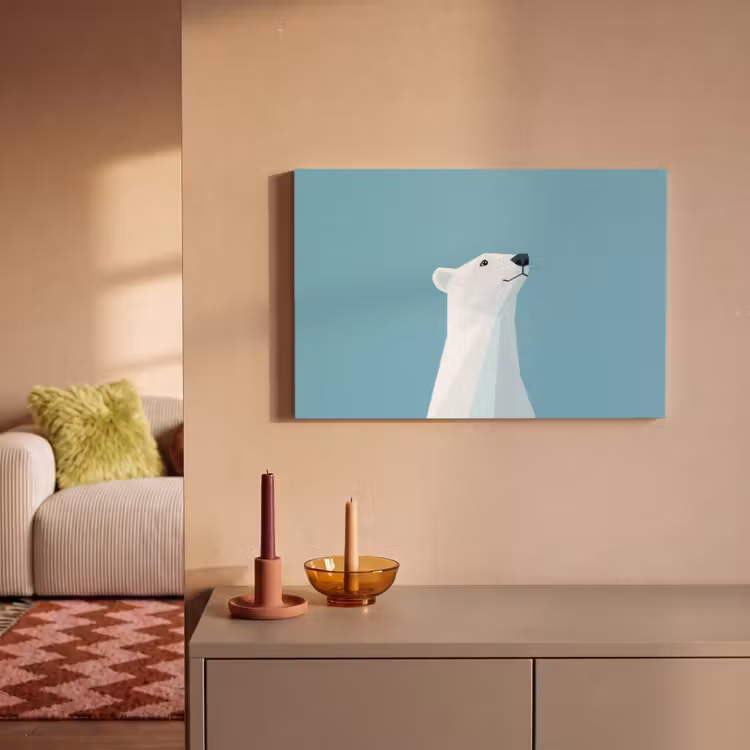 Canvas schilderij - Ijsbeer - Lichtblauw - Minimalistisch — 2