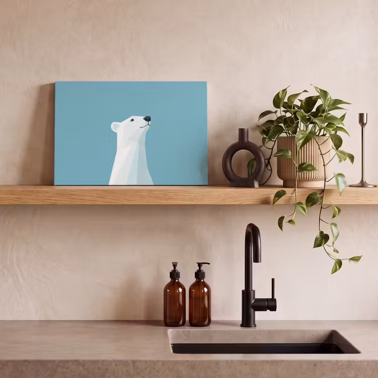 Canvas schilderij - Ijsbeer - Lichtblauw - Minimalistisch — 3