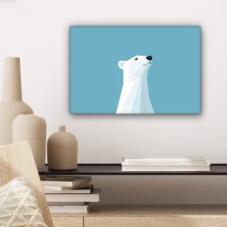 Canvas schilderij - Ijsbeer - Lichtblauw - Minimalistisch — 5