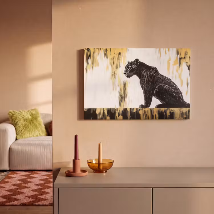 Canvas schilderij - Panter - Zwart - Abstract - Goud — 2