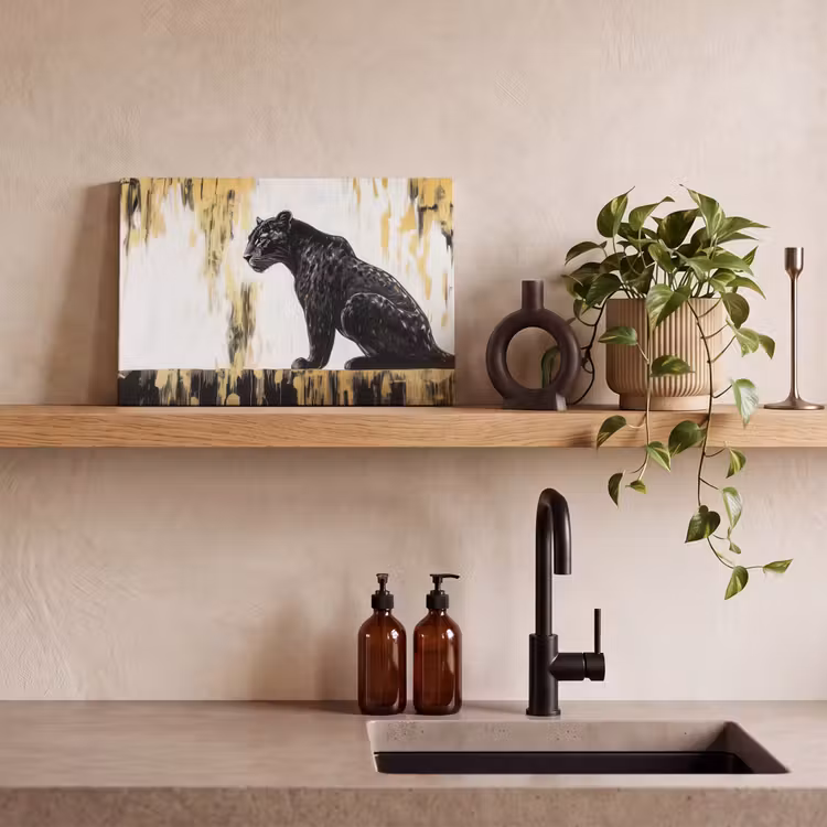 Canvas schilderij - Panter - Zwart - Abstract - Goud — 3