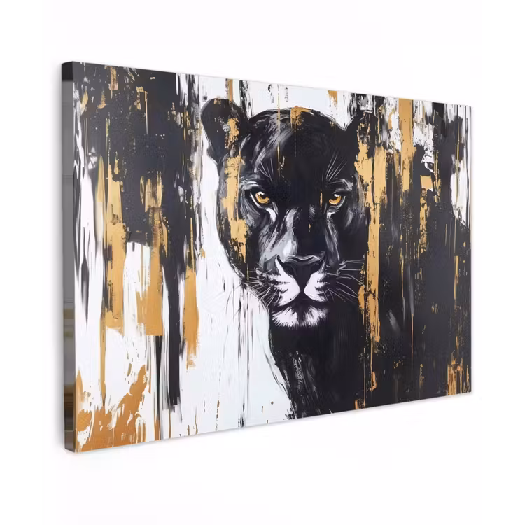 Canvas schilderij - Panter - Zwart - Abstract - Verfstreken — 1
