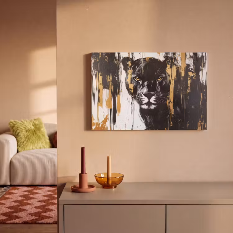 Canvas schilderij - Panter - Zwart - Abstract - Verfstreken — 2