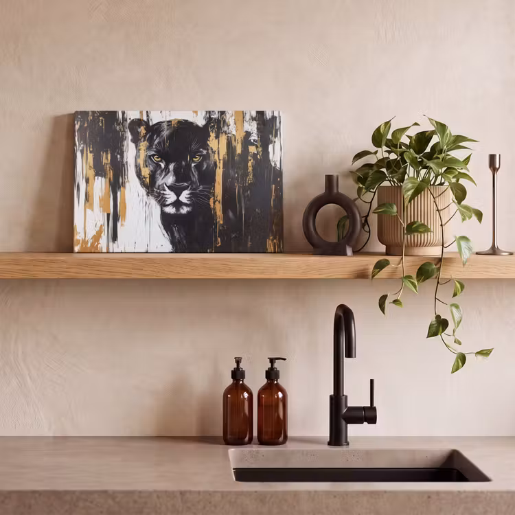 Canvas schilderij - Panter - Zwart - Abstract - Verfstreken — 3