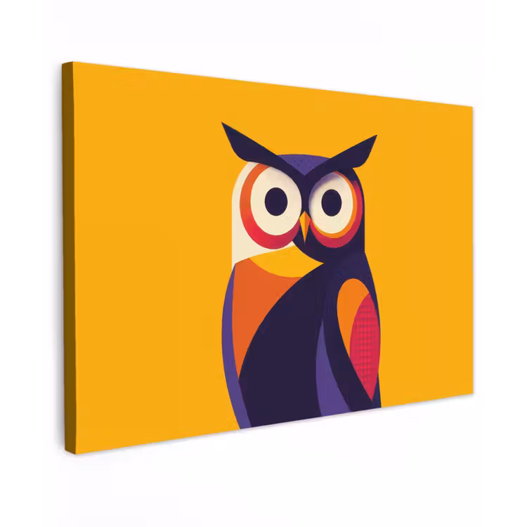 Canvas schilderij - Uil - Grafisch - Kleurrijk - Ogen — 1