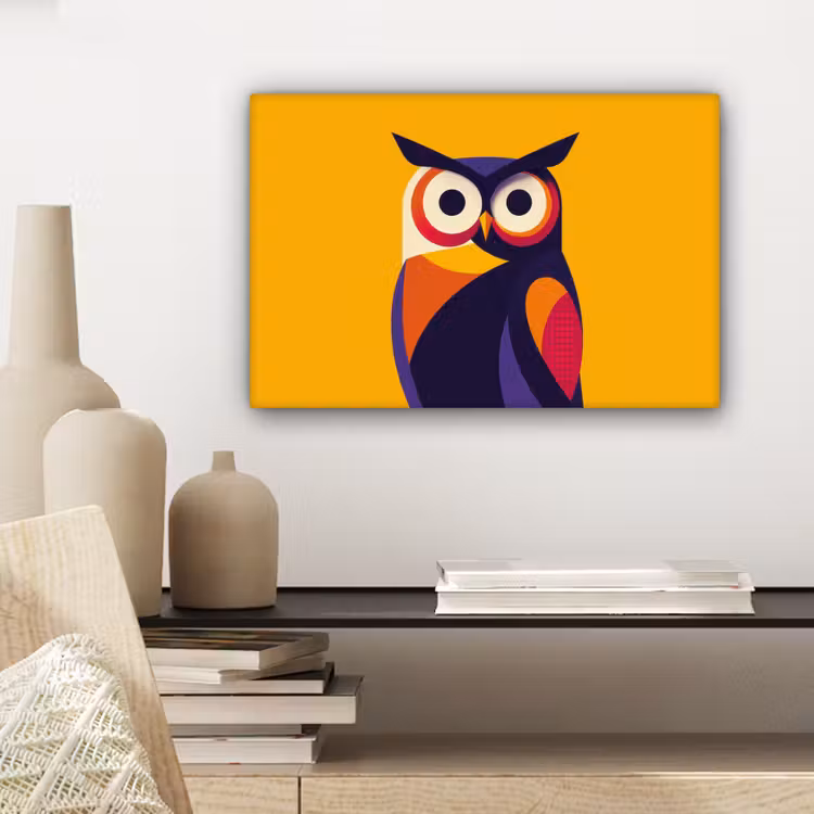Canvas schilderij - Uil - Grafisch - Kleurrijk - Ogen — 5