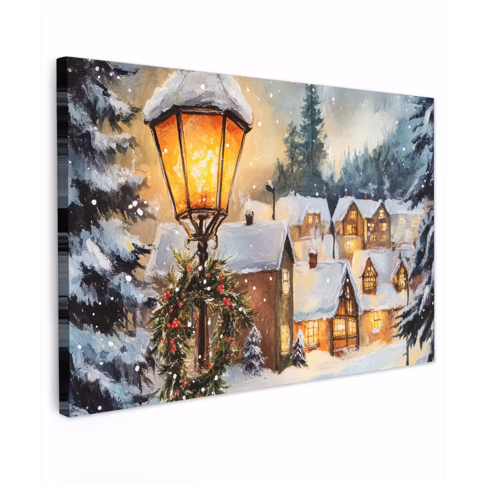 Canvas schilderij - Kerstdorp - Huizen - Sneeuw - Kerst — 1