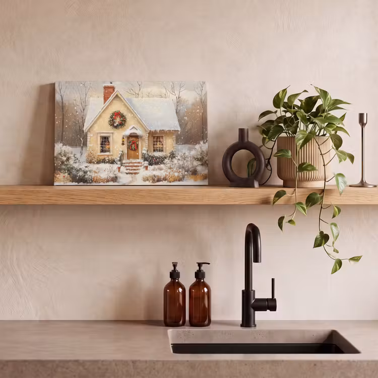 Canvas schilderij - Kerst - Huis - Winter - Sneeuw — 3